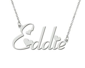Eddie nom collier pendentif pour femmes filles cadeau d'anniversaire plaque signalétique personnalisée enfants meilleurs amis bijoux plaqué or 18 carats bijoux en acier inoxydable pendentif