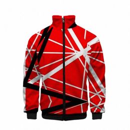 Eddie Van Halen 3D Baseball Jacket Hommes Bomber Jacket Harajuku Hip Hop Sweat à capuche col montant Zipper Sweat Casual Sportswear x4XA #