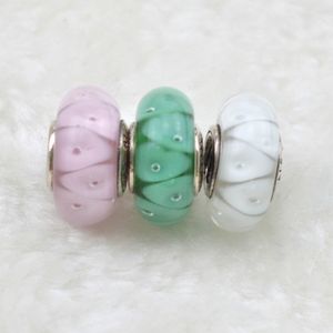 EDELL 925 argent pur ALE estampé fil noyau perles de verre de Murano mélanger perles de verre au chalumeau grand trou verre Collocation Pandora Bracelets cadeau