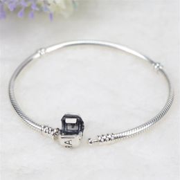 EDELL Authentiek 925 Sterling Silver Bead Charm Snake chain Karabijn Basic Kralen Fit Vrouwen Pandorau Armband DIY Jewelry2512