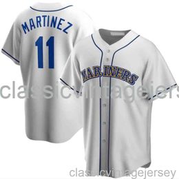 Edgar Martinez #11 wit honkbalshirt XS-6XL gestikt heren dames jeugdhonkbalshirt