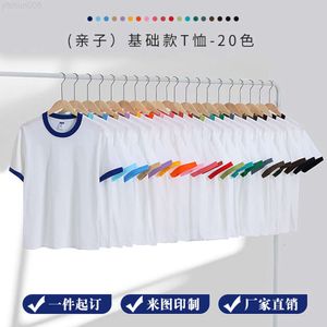 Edge Collision T-shirt voor ouders en kinderen voor lente en zomer, contrasterende effen kleur, puur katoen, korte mouwen, herenprint D9p9 {category}