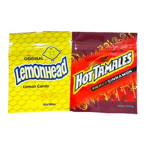 dulces comestibles bolsas de embalaje de mylar de plástico limón cabeza de limón original tamales calientes canela feroz ojivas masticables aire uno arriba bolsa a prueba de olores