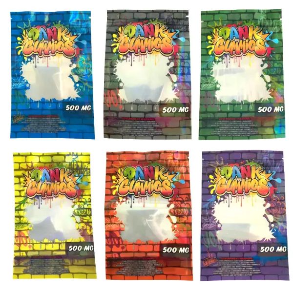 Sacs comestibles Sac gommeux Mylar Paquet 500Mg Holographique Anti-odeur Hologramme Dank Gummies 6 Styles