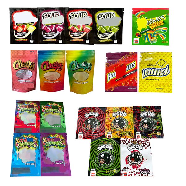 Comestibles Gummies Mylar Sacs d'emballage en plastique Rires One Up Jacks Gummy Odeur Preuve Zipper Package