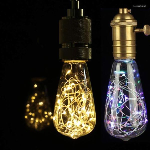 Bombilla Edison ST64, iluminación cálida y colorida, alambre de cobre AC220V, decoración del hogar, lámpara de noche de vacaciones