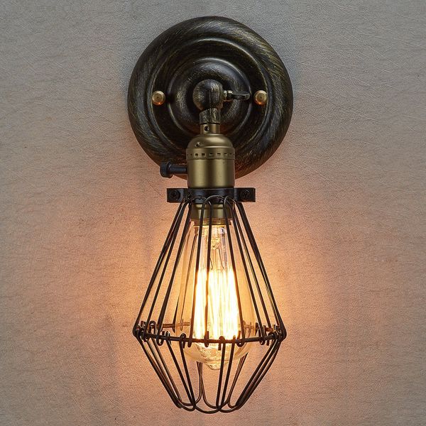 Lampes murales Edison Vintage Lustres Fil rustique suspendu Industrial Cage Light chambre couloir