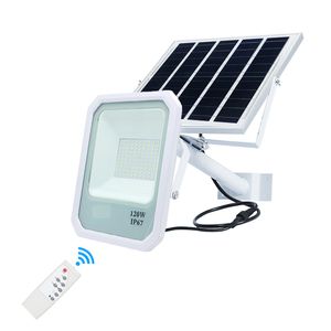 Edison2011 120W Reflector solar Lámpara de calle impermeable para exteriores con sensor de luz de control remoto Luces de inundación Paquete de regalo