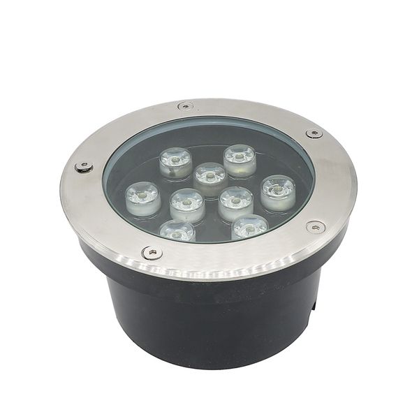 Edison2011 9W LED luces subterráneas redonda cubierta enterrada pared jardín camino enterrado piso escalera paisaje lámparas impermeable DC12V AC85-265V