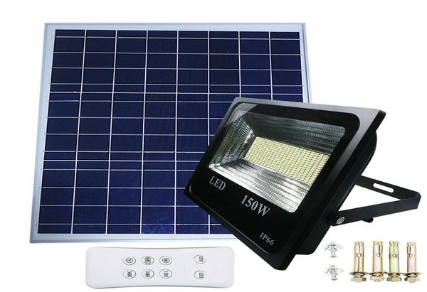 Edison2011 Lámpara solar LED para exteriores Proyector superbrillante IP66 Reflector impermeable de 150 W Iluminación de jardín Luz de calle de doble color 4564218