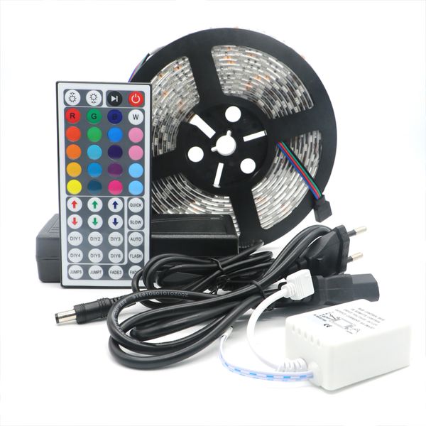 SMD 5050 60LED s 5M 300LED bandes LED RGB étanches avec télécommande 44 touches + alimentation 12V 5A