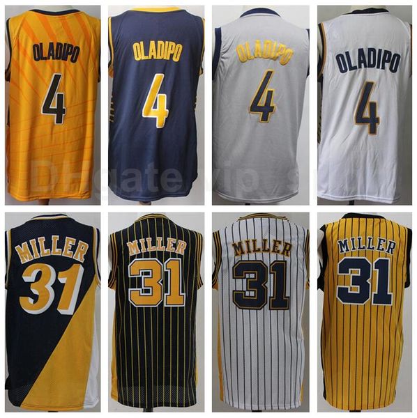 Edición ganada Ciudad Victor Oladipo Jersey Hombres Baloncesto Reggie Miller Uniforme Ed Hogar lejos Azul marino Negro Blanco Amarillo Gris