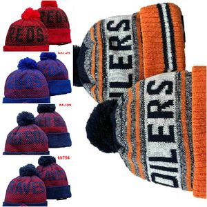 Edmonton Beanie ballon de Hockey nord-américain équipe côté Patch hiver laine Sport tricot chapeau casquettes de crâne
