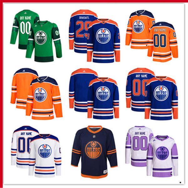 Camisetas de hockey Edmonton Custom Oilers 7 Paul Coffey 31 Grant Fuhr 86 Philip Broberg 75 Evan Bouchard 16 Tyler Benson Stuart Skinner Olivier Rodrigue Dylan Holloway