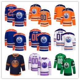 Maillots de hockey des Oilers personnalisés d'Edmonton 72 Nick Bjugstad 2 Evan Bouchard 36 Jack Campbell 5 Cody Ceci 29 Leon Draisaitl 14 Mattias Ekholm 37 Warren Foegele 18