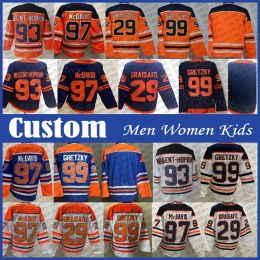 Edmonton''Oilers''Connor McDavid Leon Draisaitl Hockey Jersey Custom Hombres Mujeres NiñosDarnell Enfermera Zach Hyman Bouchard Evander Kane Mattias Ekholm