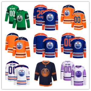 Maillots de hockey des Oilers d'Edmonton 7 Paul Coffey 31 Grant Fuhr 86 Philip Broberg 75 Evan Bouchard 16 Tyler Benson 74 Stuart Skinner 35 Olivier Rodrigue 55