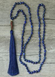 Edothalia mode 6 mm8 mm lapis lazuli perles de pierre Collier Femmes Filles Népal Pildons Pendentif 108 Colliers mala Bijoux Gift J19078089314