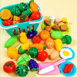 Giocattolo educativo Set di giocattoli da cucina in plastica Taglia frutta e verdura Cibo Casa da gioco Giocattoli di simulazione Educazione precoce Ragazze Ragazzi Regali 240112