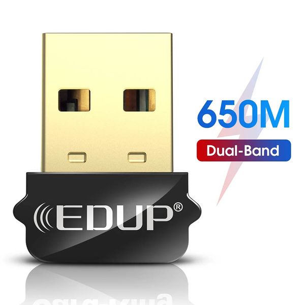 EDUP 650Mbps adaptador WiFi USB 2,4 Ghz 5,8 Ghz 650M receptor externo inalámbrico de doble banda WiFi Dongle para PC portátil escritorio EP-AC1651