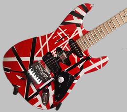Edward Eddie Van Halen Red Franken elektrische gitaar met zwart -witte strepen, heilige esdoornhals
