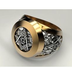 Eejart roestvrijstalen vrijmetselaarsring voor mannen Mason Symbool G Templar Masonry Rings7735732