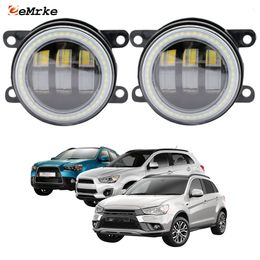 EEMRKE LED Angel Eyes DRL + Feux antibrouillard 30 W/40 W pour Mitsubishi Outlander Sport ASX RVR 2010-2018 avec lentille transparente Feux de jour de voiture 12 V Feu antibrouillard