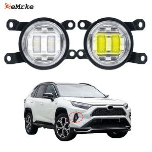 EEMRKE Conjunto de luces antiniebla LED para automóvil para Toyota RAV4 MK5 XA50 Facelift 2022 2023 2024 Lámpara antiniebla para parachoques delantero con lente de conducción DRL 30W 12V blanco o amarillo