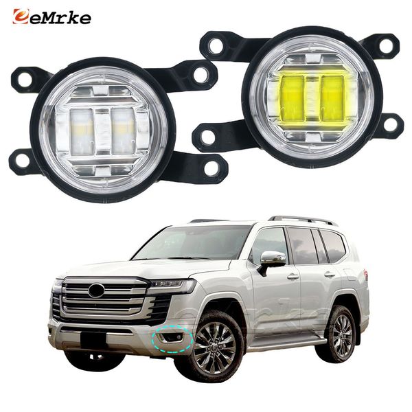 EEMRKE Conjunto de luces antiniebla LED para Toyota Land Cruiser 300 J30 2021 2022 2023 Lámpara antiniebla para parachoques delantero con lente de conducción DRL 30W 12V blanco o amarillo