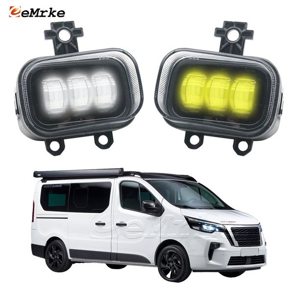 EEMRKE Luces antiniebla LED para coche DRL luz diurna para Nissan NV300 Primastar 2021 2022 2023 conjunto de lámpara antiniebla para parachoques delantero con lente de conducción 40W 12V blanco o amarillo