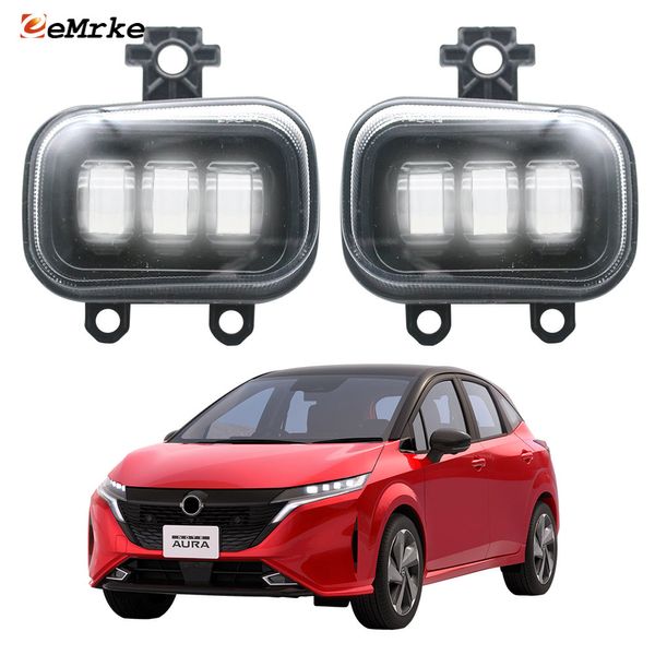 EEMRKE Luces antiniebla LED para coche DRL luz diurna para Nissan Note E13 2020 2021 2022 2023 conjunto de lámpara antiniebla para parachoques delantero con lente de conducción 40W 12V blanco o amarillo