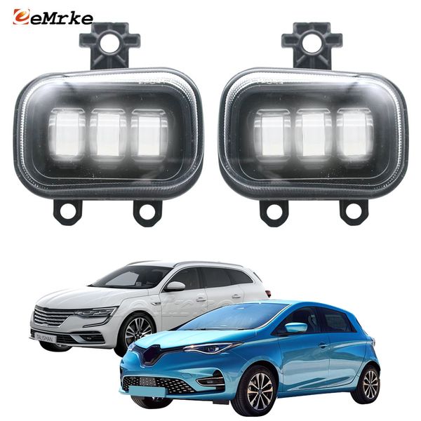 EEMRKE Luces antiniebla LED para coche DRL PTF para Renault Talisman Zoe para Samsung SM6 2020 2021 2022 Conjunto de lámpara antiniebla para parachoques delantero con lente de conducción 40W 12V blanco o amarillo