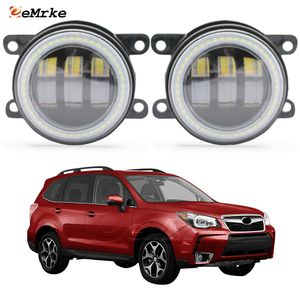 EEMRKE Led DRL mistlampmontage 30W / 40W met heldere lens voor Subaru Forester XT 2013 2014 2015 2016 2017 2018 LED Angel Eyes auto-dagrijverlichting 12V mistlamp