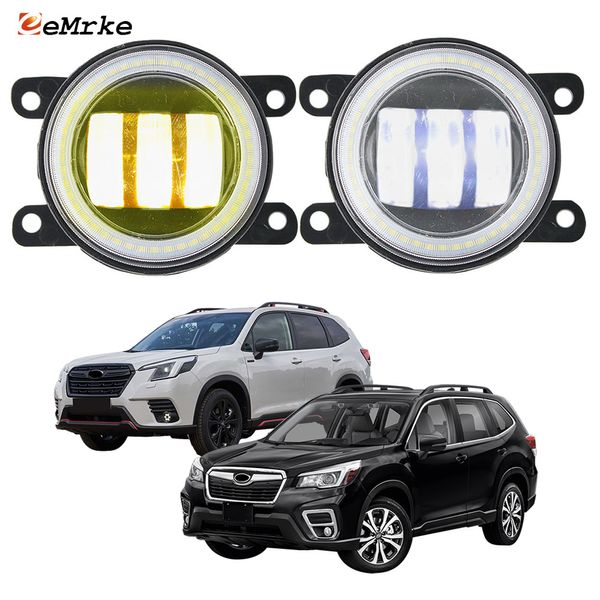 EEMRKE Feux antibrouillard LED DRL 30 W/40 W avec lentille transparente pour Subaru Forester SK S14 2018 2019 2021 2022 LED Angel Eyes Feux de jour de voiture 12 V