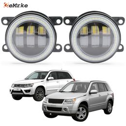 EEMRKE Led-mistlampmontage 30W / 40W voor Suzuki Grand Vitara III JT TE TD Escudo 2005-2015 met heldere lens Angel Eyes DRL Dagrijverlichting 12V Auto-accessoires