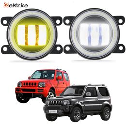 EEMRKE Ensemble de phares antibrouillard LED 30 W/40 W pour Suzuki Jimny SN FJ JB43 2005-2018 avec lentille transparente Angel Eyes DRL Feux de jour 12 V PTF Accessoires de voiture