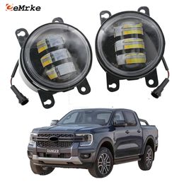 Eemrke LED FOG Lights Conjunto de 30W/ 40W para Ford Ranger Limited XL XLS XLT 2022 2023 con lente transparente + Angel Eyes Drl Luces de carreras diurnas 12V Accesorios para automóviles PTF