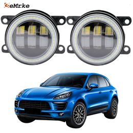 EEMRKE LED FOG Lichten Montage 30W/ 40W voor Porsche Macan (95B) 2015 2016 2017 met duidelijke cutline lens angel eyes drl car car ptf dag looplicht 12v mist lamp