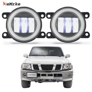 EEMRKE Ensemble de phares antibrouillard LED 30 W/40 W pour Nissan Patrol Y61 V Facelift 2005 2006 2007 2008 2009 avec lentille transparente Angel Eyes DRL Feux de jour de voiture 12 V