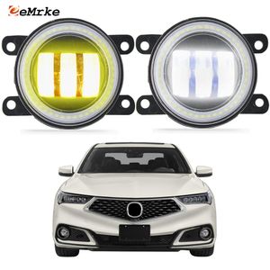 EEMRKE Led-mistlampen montage 30W / 40W voor Acura Tlx met rond licht autoversie met heldere lens Angel Eyes DRL auto-dagrijverlichting 12V mistlamp