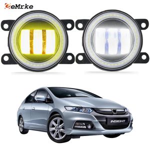 Eemrke LED Fog Lights Assembly 30W / 40W pour Honda Insight Ze2 Facelift 2012 2013 2014 avec lentille claire les yeux anges drl drl PTF Daytime Running Light 12V Fog Lampe