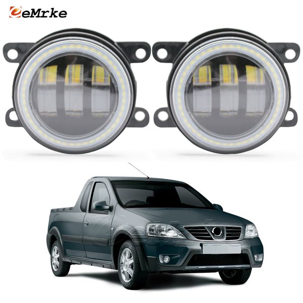 EEMRKE Conjunto de luces antiniebla LED 30W/40W para Nissan Np200 Pickup 2009 2010 2011 2012 2013 2014 2015 con lente transparente Angel Eyes DRL luz de circulación diurna para coche 12V lámpara antiniebla