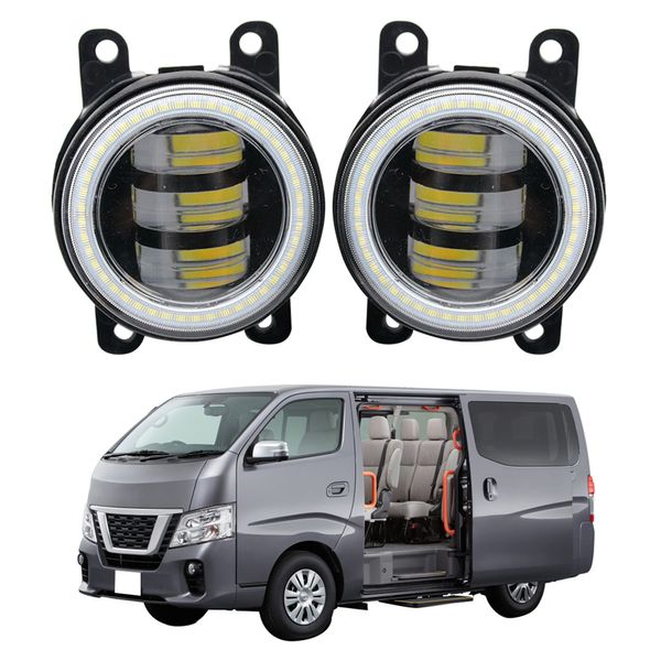 EEMRKE Conjunto de luces antiniebla LED 30W/40W para Nissan NV350 Caravan Urvan E26 Facelift 2018-2022 con lente transparente Angel Eyes DRL luz de circulación diurna para coche 12V lámpara antiniebla