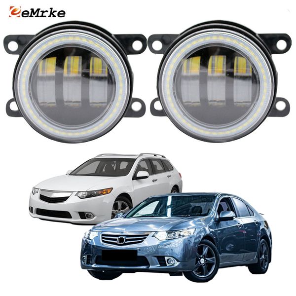 EEMRKE Conjunto de luces antiniebla LED 30W/40W para Honda Accord para Acura CU/CW 2011-2015 con lente transparente Angel Eyes DRL luz diurna para coche 12V lámpara antiniebla