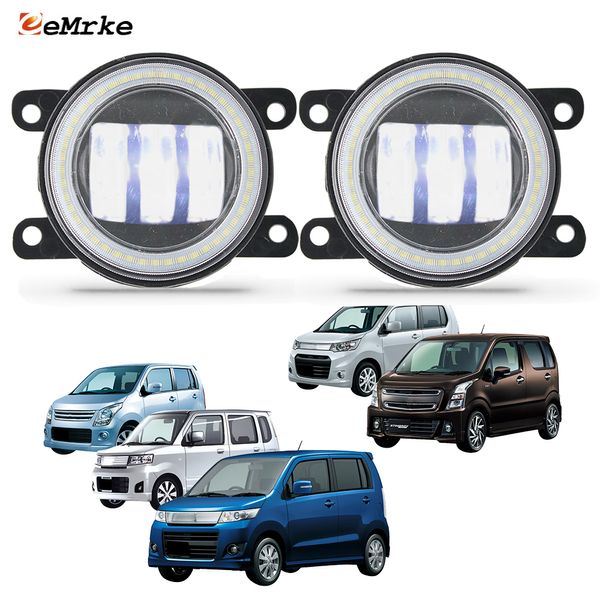 EEMRKE Conjunto de luces antiniebla LED 30W/40W para Suzuki Wagon R Stingray MH22S MH23S MH34S con lente transparente Angel Eyes DRL luces de circulación diurna 12V PTF accesorios de coche