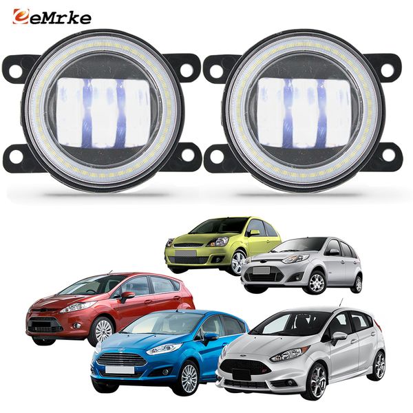 Eemrke LED Fog Lights Assembly 30W / 40W pour Ford Fiesta V VI 2005-2016 Fiesta St avec des accessoires Clear Lens Angel Eyes Drl Daytime Lights 12V PTF