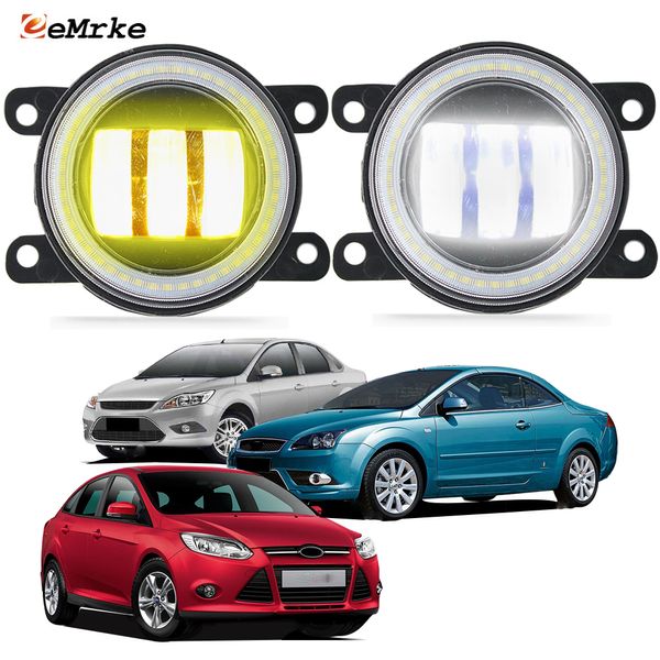 Eemrke LED Fog Lights Assembly 30W / 40W pour Ford Focus 2/3 II III 2008-2014 avec lentilles claires + ange Eyes Drl Daytime Film Lights 12V PTF ACCESSOIRES DE VOITURES PTF