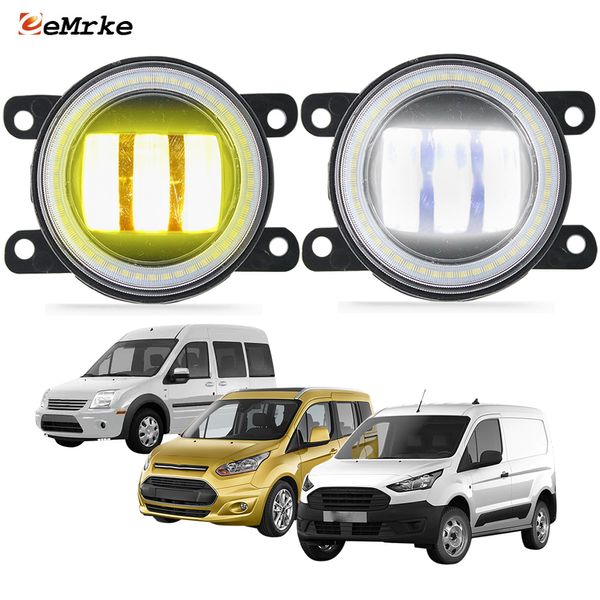 Eemrke LED Fog Lights Assembly 30W / 40W pour Ford Tourneo Connect Transit Connect 2009-2020 avec l'objectif transparent + ange Eyes Drl Daytime Film Lights 12V PTF ACCESSOIRES DE CAR