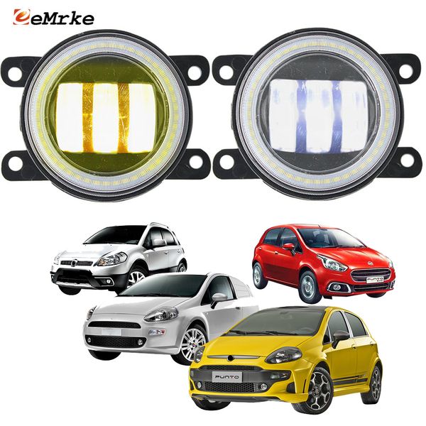 Eemrke LED Fog Lights Assembly 30W / 40W pour Fiat Punto, Punto Evo Sedoci avec lentilles claires + ange Eyes Drl Daytime Fights 12V PTF CAR