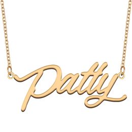 Patty nom collier pendentif pour femmes filles cadeau d'anniversaire plaque signalétique personnalisée enfants meilleurs amis bijoux en acier inoxydable plaqué or 18 carats